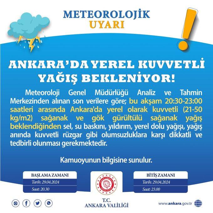 Ankara'da sağanak şiddetlendi: Meteoroloji'den 14 il için kuvvetli yağış uyarısı!