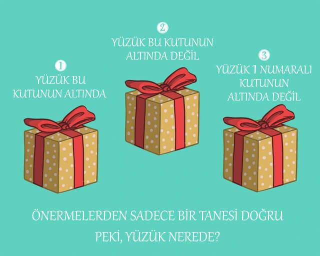 Sadece bir tane önermenin doğru olduğu bu zeka testi bulmacasında yüzüğün nerede olduğunu bularak eleştirel düşünme konusunda yeteneğinizi kanıtlayın!