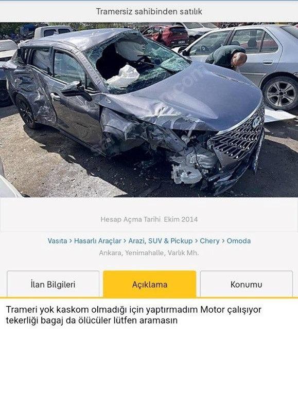 Ağır hasarlı aracını dudak uçuklatan fiyata ilana koydu! 'Ölücüler aramasın...'